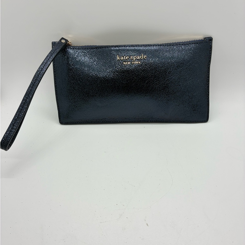 Kate Spade Spencer Metallic Phone Wristlet, Card holder, Blue leather